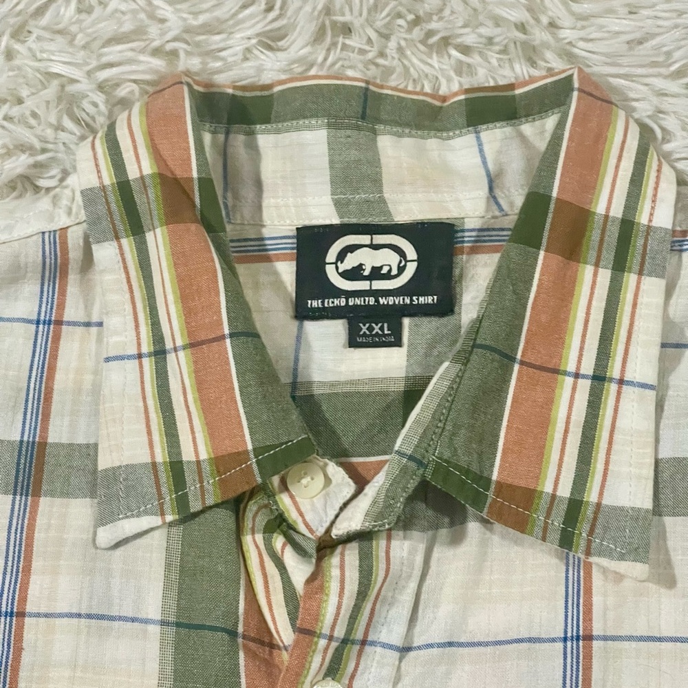 XXL Vintage Y2K Ecko Unltd Rhino Woven Short Sleeve Shirt 90’s Plaid Streetwear‎ - Picture 5 of 10